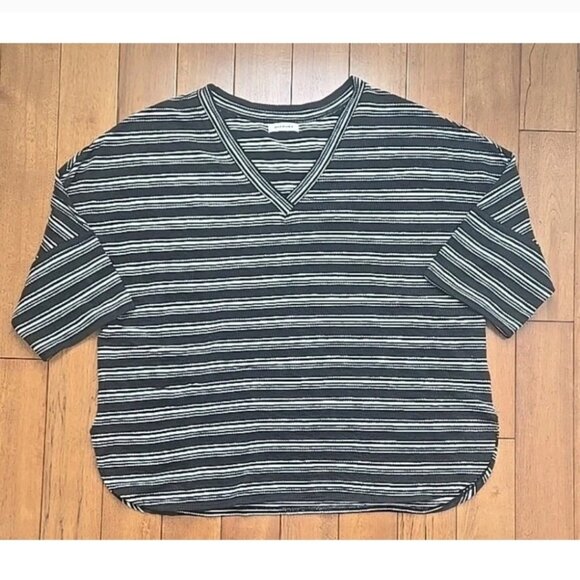 Max studio black and white striped short sleeve shirt size 1X - Picture 1 of 7
